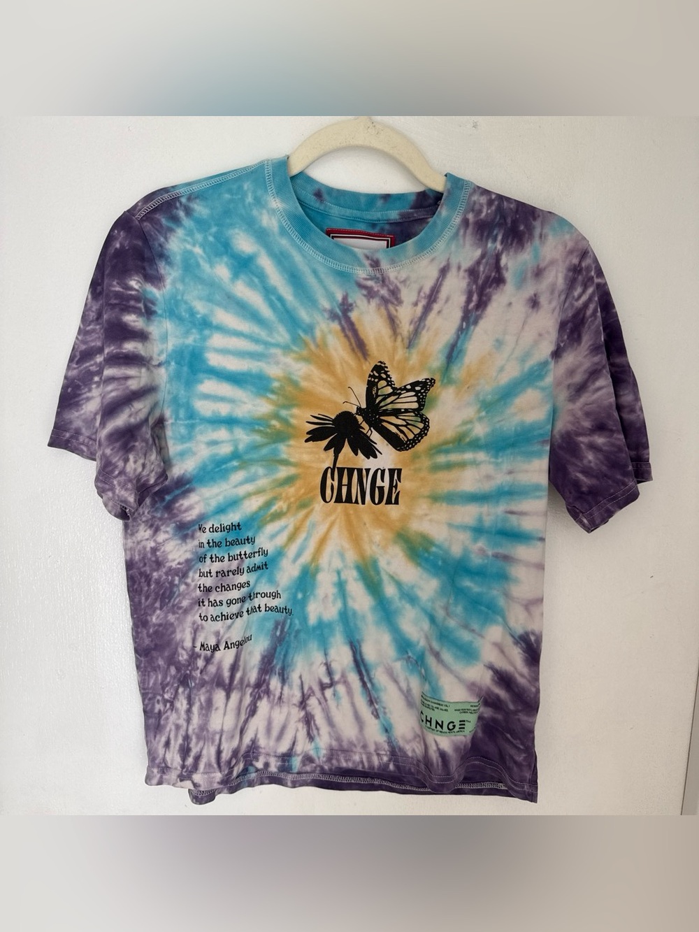 CHNGE Tie-Dye Butterfly Tee in Blue, Purple & Yellow - Picture 1 of 5